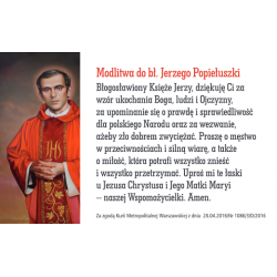 Karta z modlitwą - bł. Jerzy Popiełuszko