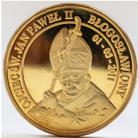 Medal złoty z wizerunkiem Ojca Świętego błogosławionego Jana Pawła II